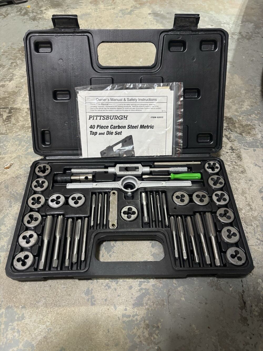 Pittsburgh 40 Pc Metric Carbon Steel Tap and Die Set w/ Case NEW Open Box